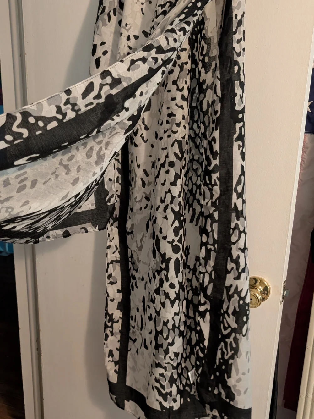 Studio Black and White Abstract Print Scarf Wrap